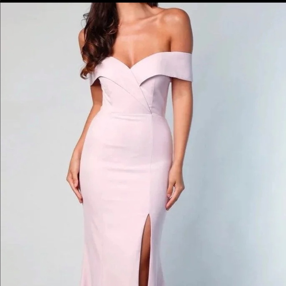 White Runway Gia Off Shoulder Bridesmaid or Prom Gown